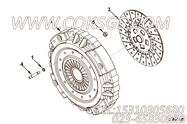 【柴油机ISC8.3-270E40A的离合器组】 康明斯I型六角螺母,参数及图片