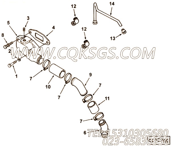 【进气口管】康明斯CUMMINS柴油机的3027324 进气口管