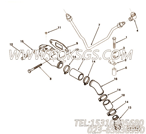 【CPR水出口管】康明斯CUMMINS柴油机的213024 CPR水出口管