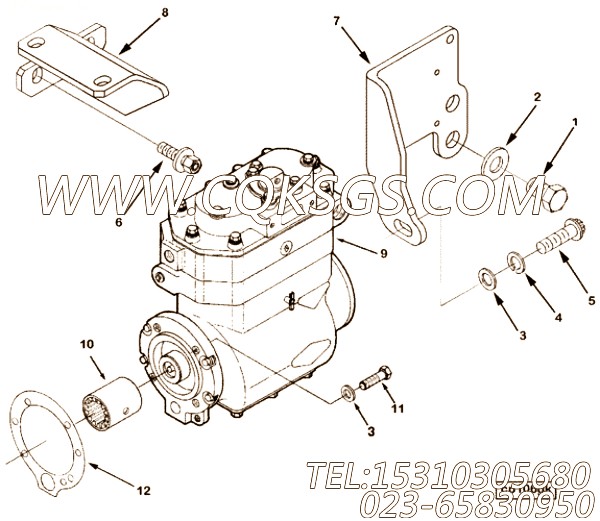 【空气压缩机】康明斯CUMMINS柴油机的3558027 空气压缩机