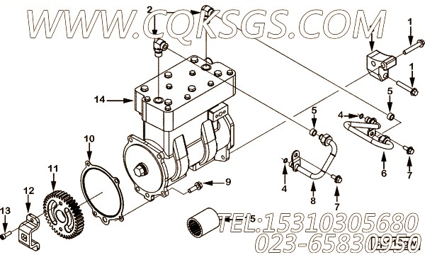 【空气压缩机】康明斯CUMMINS柴油机的4973001 空气压缩机