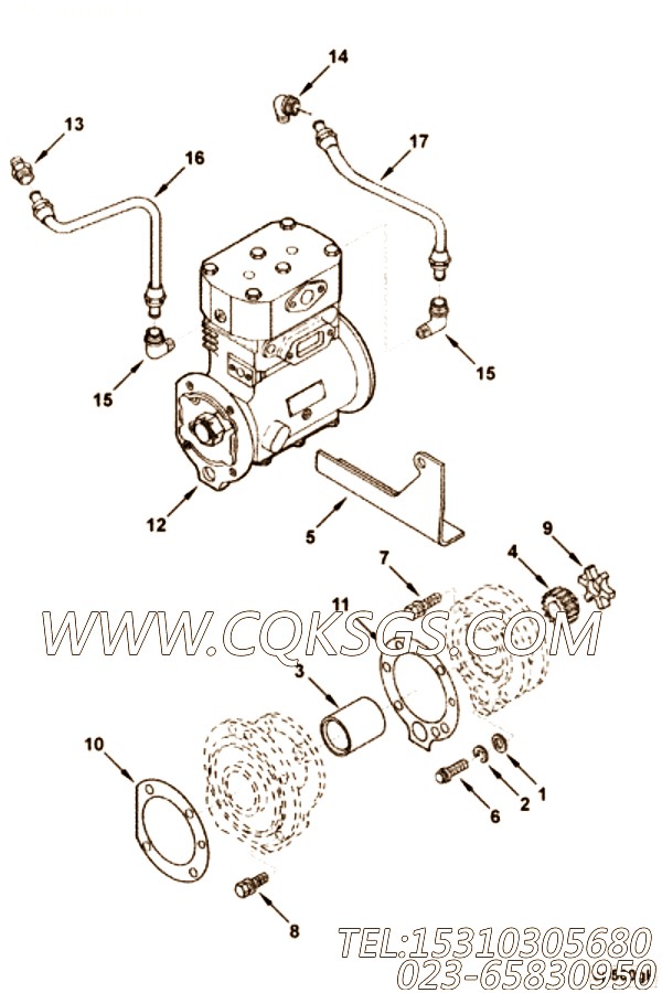 【Plumbing, Air Compressor】康明斯CUMMINS柴油机的3078010 Plumbing, Air Compressor