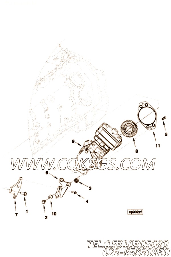 【柴油机QSB4.5-G6的后置齿轮系附件安装件组】 康明斯衬垫,参数及图片