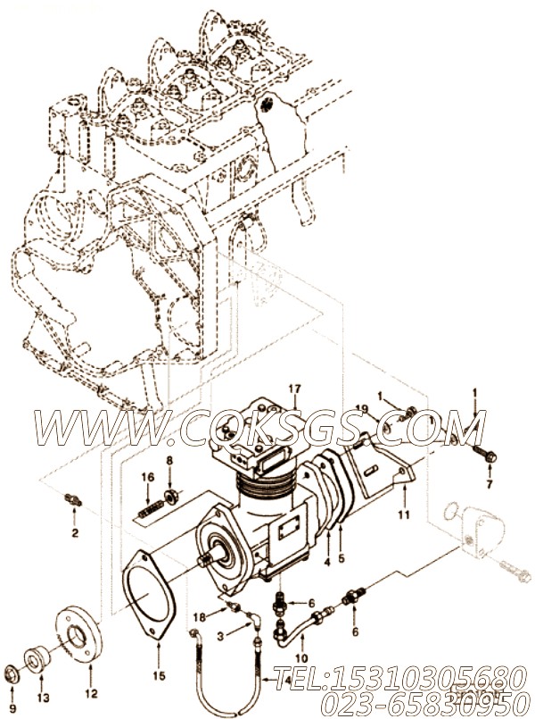 【空气压缩机】康明斯CUMMINS柴油机的3919882 空气压缩机