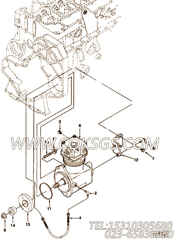 【空气压缩机支撑】康明斯CUMMINS柴油机的3281945 空气压缩机支撑