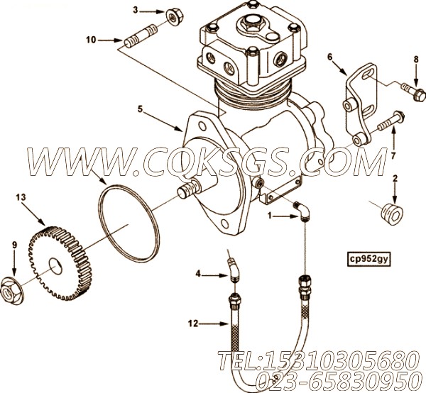 【空气压缩机支撑】康明斯CUMMINS柴油机的3673345 空气压缩机支撑