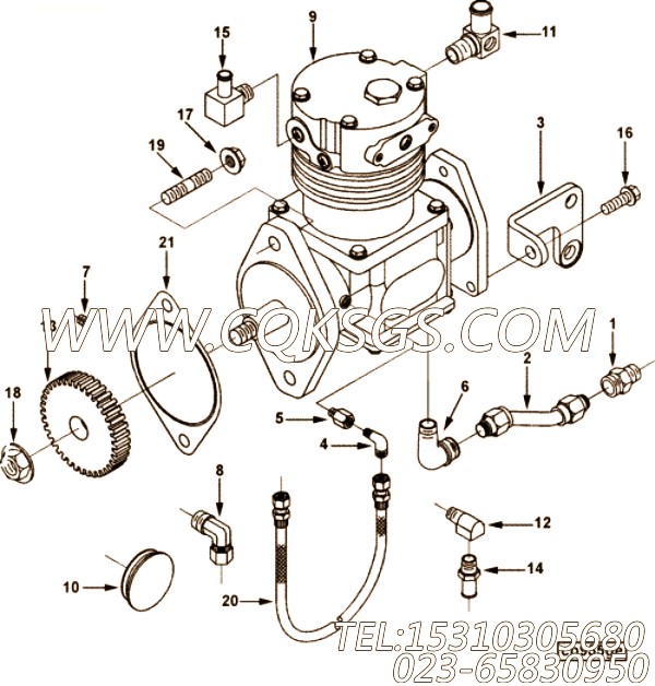 【空气压缩机】康明斯CUMMINS柴油机的3558195 空气压缩机