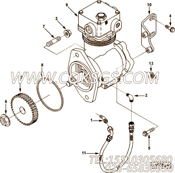 【空气压缩机支撑】康明斯CUMMINS柴油机的3906256 空气压缩机支撑