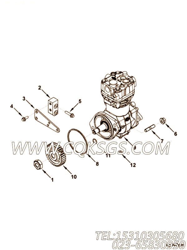 【空气压缩机】康明斯CUMMINS柴油机的4933229 空气压缩机