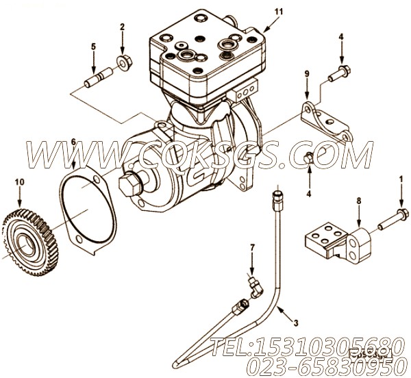 【空气压缩机】康明斯CUMMINS柴油机的5256645 空气压缩机