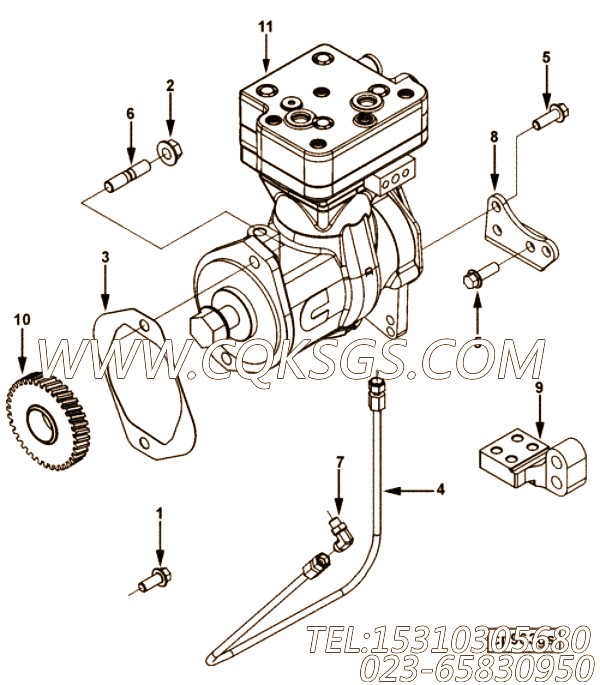 【空气压缩机】康明斯CUMMINS柴油机的4937457 空气压缩机