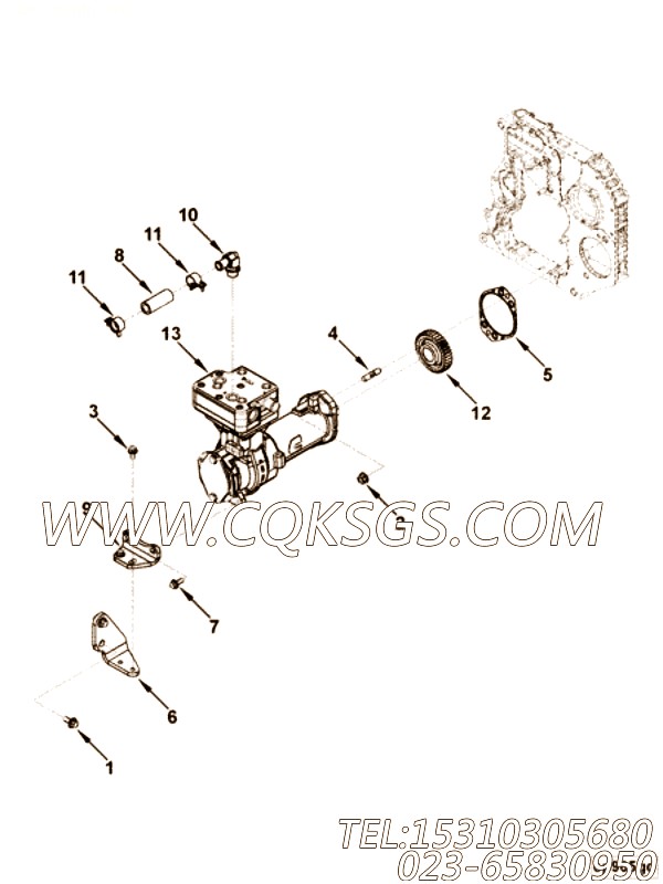 【空气压缩机】康明斯CUMMINS柴油机的4933565 空气压缩机