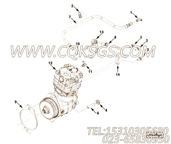 【空气压缩机支撑】康明斯CUMMINS柴油机的4996792 空气压缩机支撑