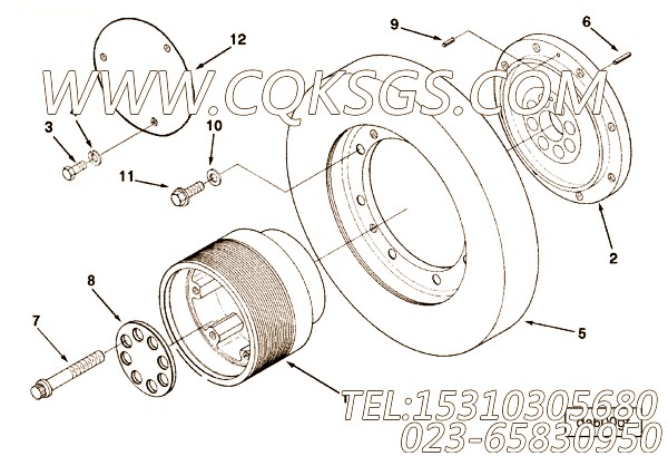 3003344皮带轮,用于康明斯KTA38-G5-880KW柴油发动机减振器组,【柴油发电】配件