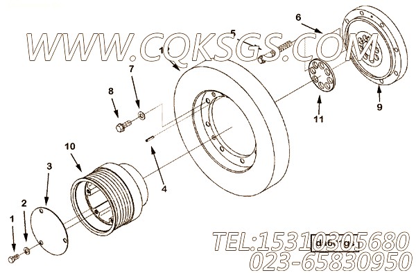 3069778曲轴皮带轮,用于康明斯KTA38-C1050柴油发动机减振器组,【山东公路拌合机】配件