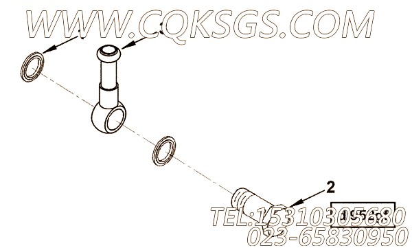 【引擎ISZ525 40的燃油回油管位置组】 康明斯琶形接头,参数及图片
